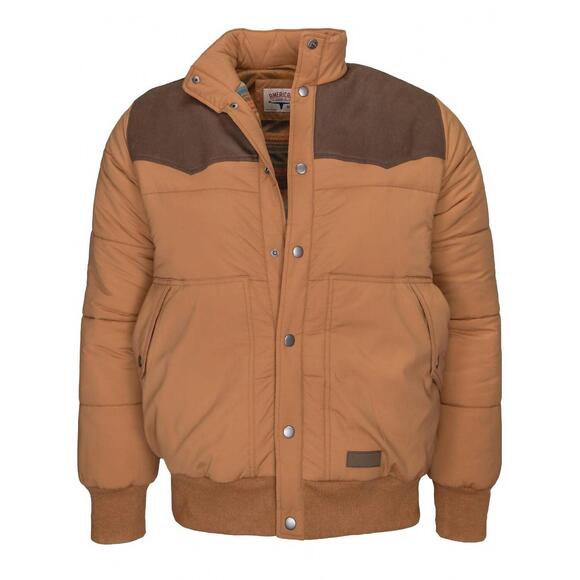 NEW AMERICAN CATTLE CO. men's cold snap puffer jacket in tan